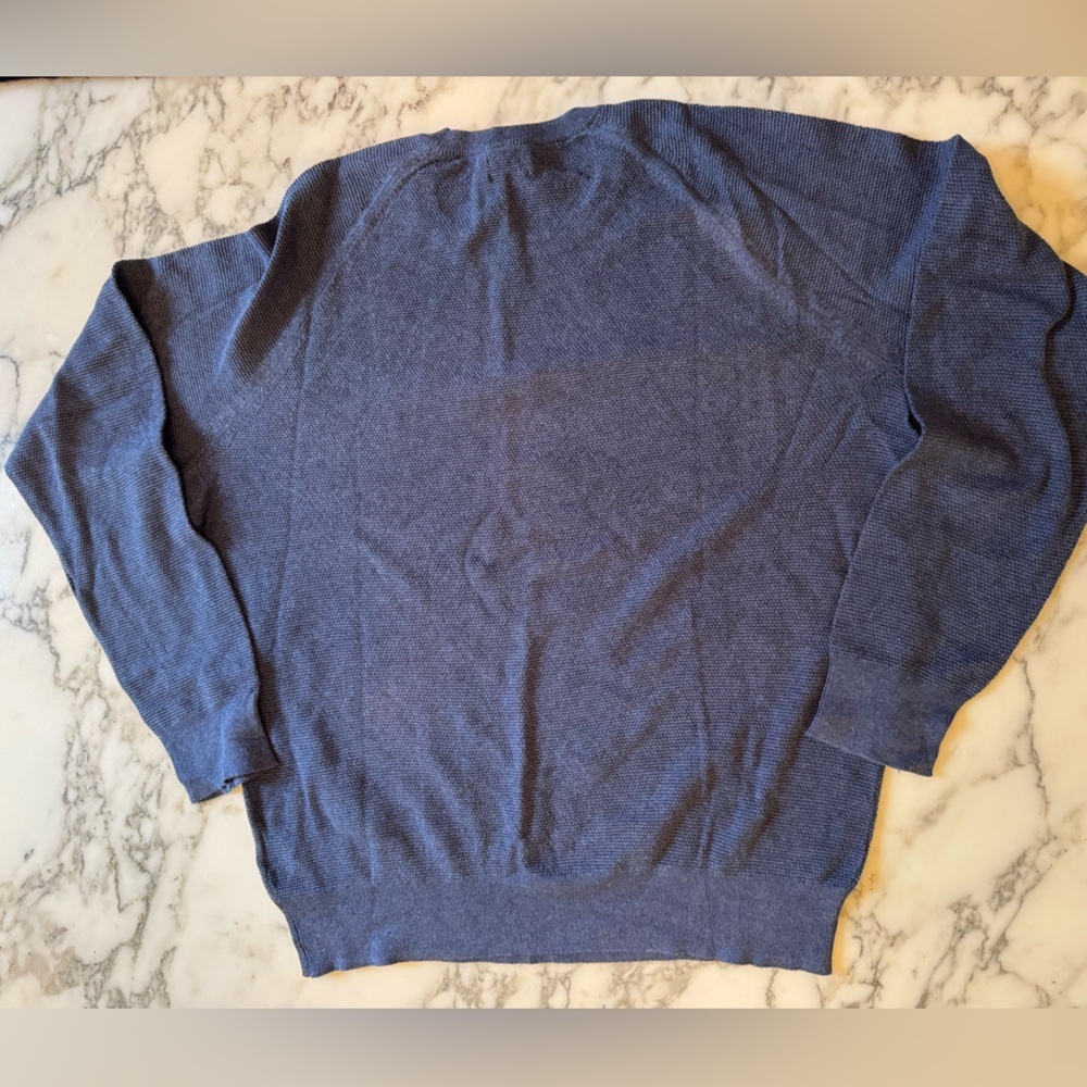 J Crew Navy Blue Cotton Seed Stitch Crewneck Sweater - Picture 4 of 8